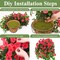 Artificial Fake Hanging Flowers for Outdoors, Hanging Baskets for Plants Outdoor, Faux Vine Bougainvillea for Urn Fillers Front Porch Patio Outside Summer Decor (Red)